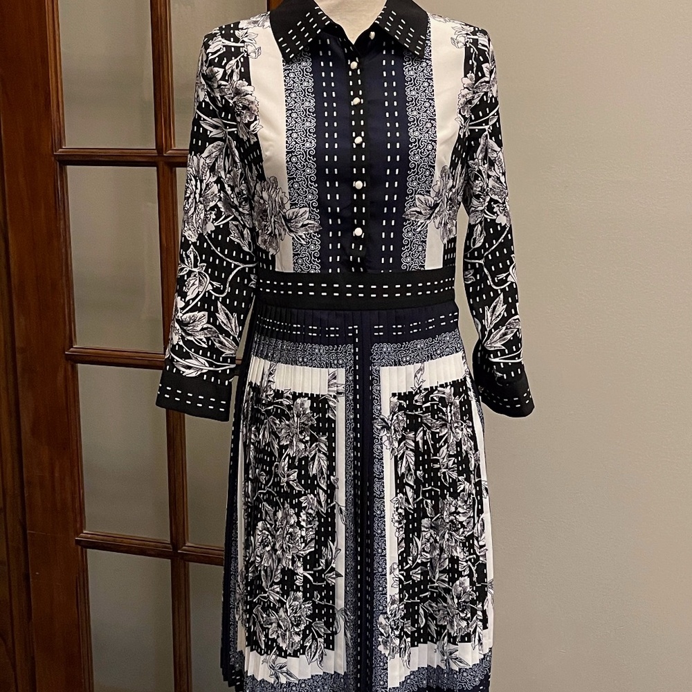 NWOT BURRYCO Pleated Midi Shirt Dress